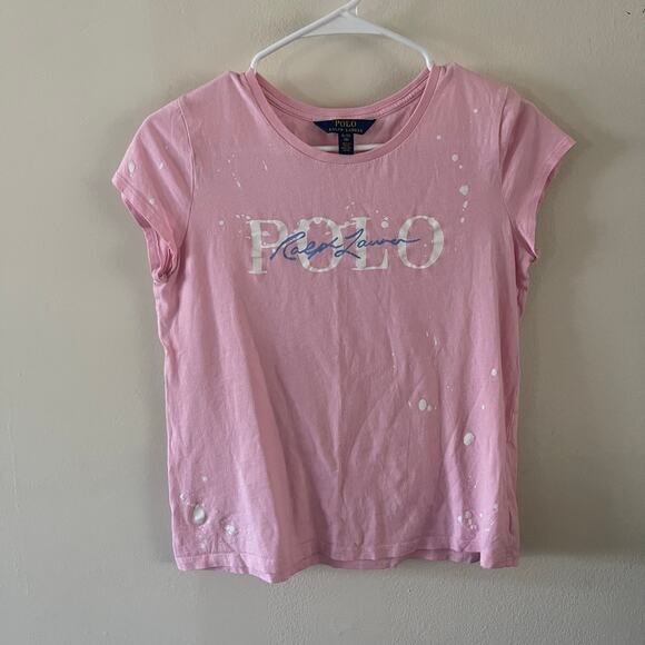 Polo Ralph Lauren Single Stitch Tee Girls XL Pink Preppy Casual Classic Basic - Picture 1 of 5